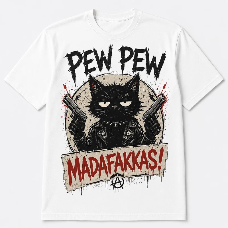 Pew Pew Madafakkas – Rolig katt t-shirt