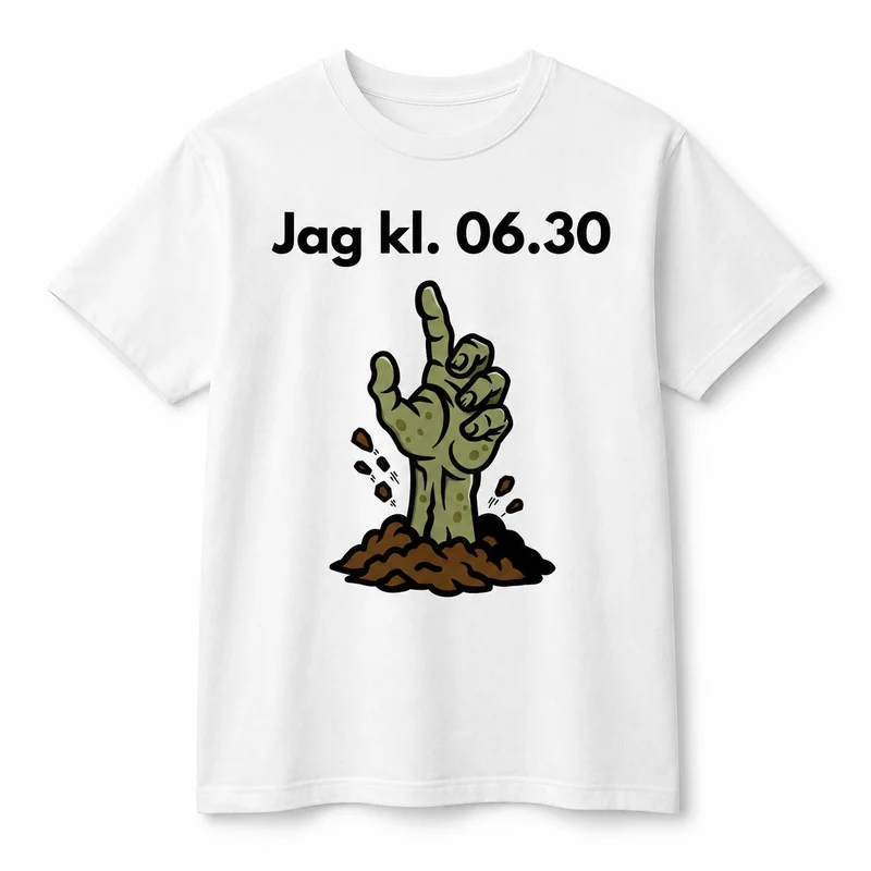 Jag kl. 06.30 – Rolig morgontrött t-shirt