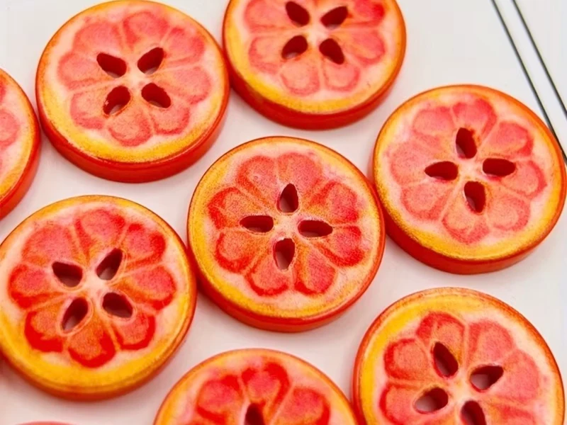 5 orange acrylic buttons (15mm)