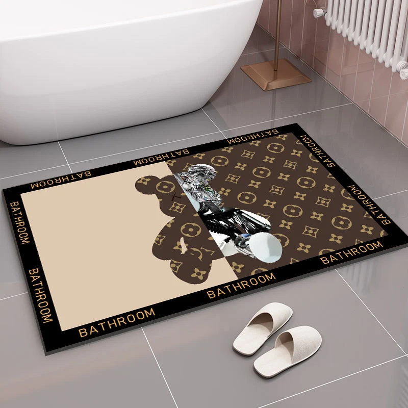 Spaßiger grafischer Badteppich für das Badezimmer