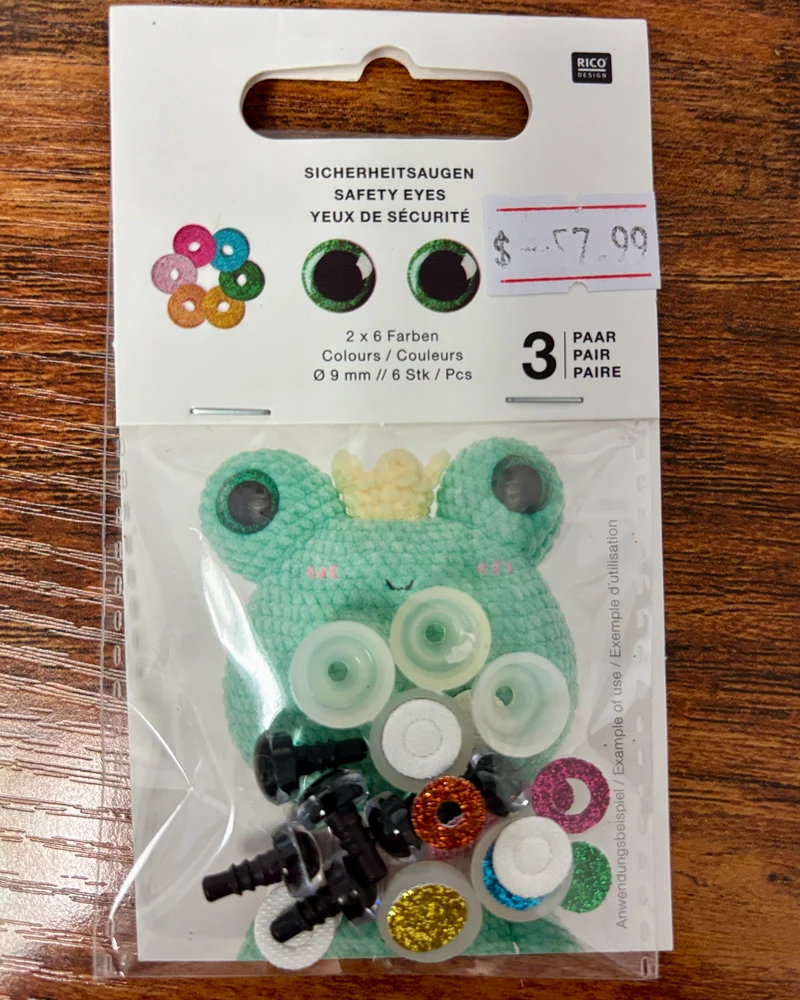3 Pairs of 9mm eyes for Rico Amigurumi