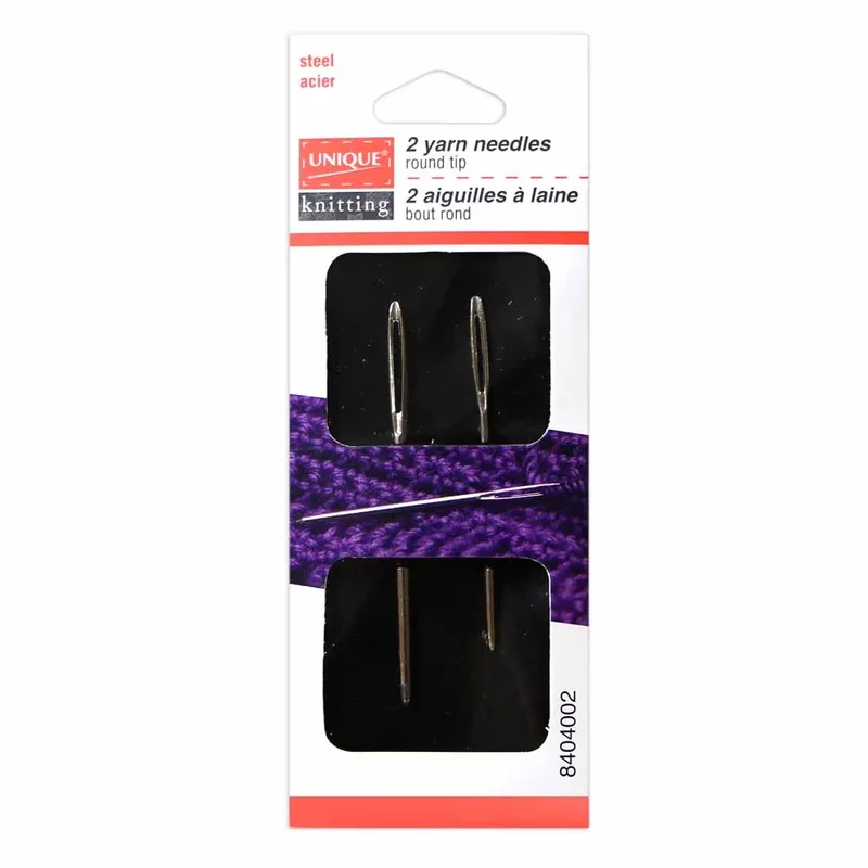 2 UNIQUE KNITTING steel yarn needles with rounded tips