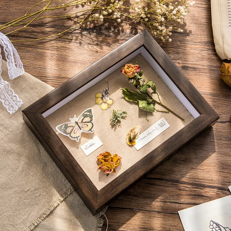 Elegante Erhaltene Florale Schattenbox Rahmen