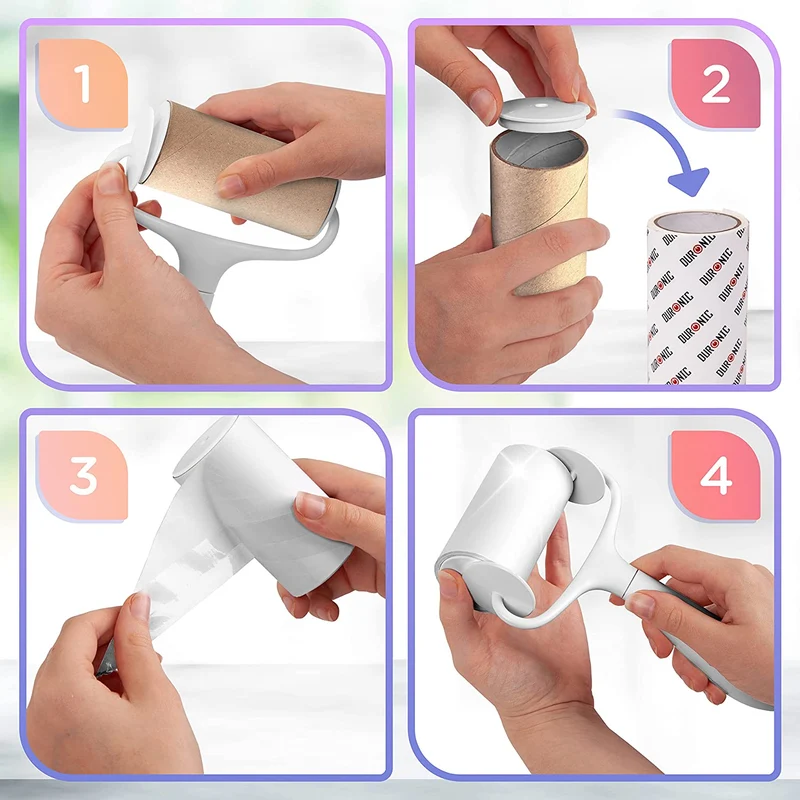 Duronic ROLL6 Fusselrolle Nachfüllpack | 6 Kleberollen | Tragbarer Fusselentferner | Kleiderrolle gegen Tierhaare | Für Polstermöbel, Wäsche und Fellpflege geeignet