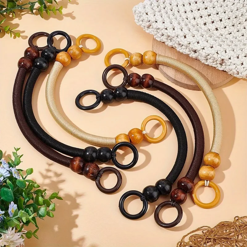 Nylon and wood bag handles