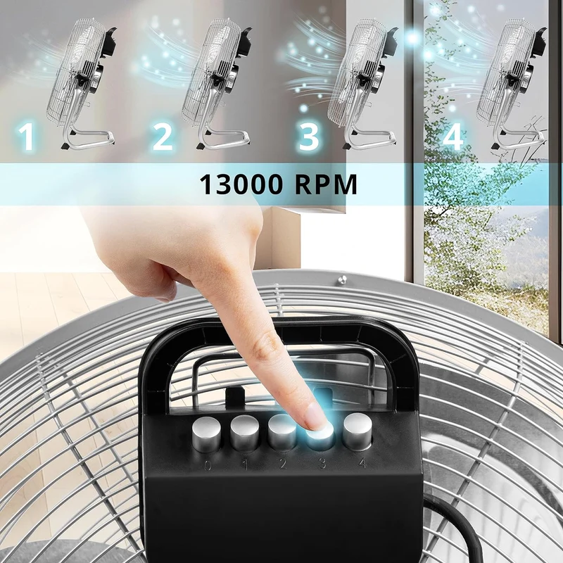 Duronic FN16 Bodengebläse | Ventilator 40 cm | Bodenventilator mit 4 Geschwindigkeitsstufen | 75 W Standventilator in Chrom | Windmaschine mit hohem Luftdurchsatz | Verstellbar in Neigung um 90°