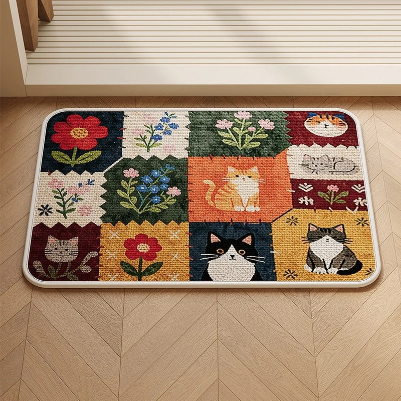 Patchwork Katzen-Themen Teppich