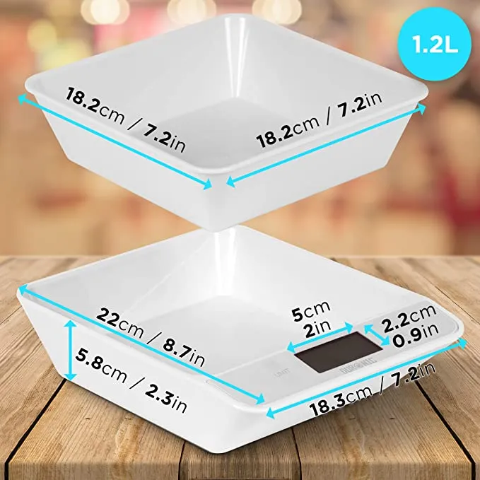 Duronic KS100 WH Küchenwaage | 5 kg Digitalwaage mit 1,2 L abnehmbarer Schüssel | 1 g grammgenau Präzision-Feinwaage | Haushaltswaage mit Tara-Funktion | Digitale Waage mit Hold-Funktion | Zum Kochen