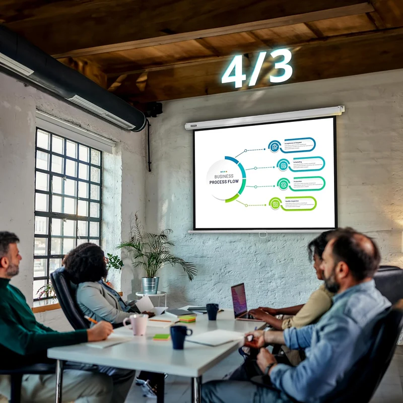 Duronic MPS70 16:9 WE Beamer Leinwand | 70 Zoll Projektor Leinwand | 16:9 Heimkino | Gain +1 Rolloleinwand für Wand- oder Deckenmontage | 4K UHD, 3D, Full HD 1080p | Kompakte Projektionsleinwand Weiß