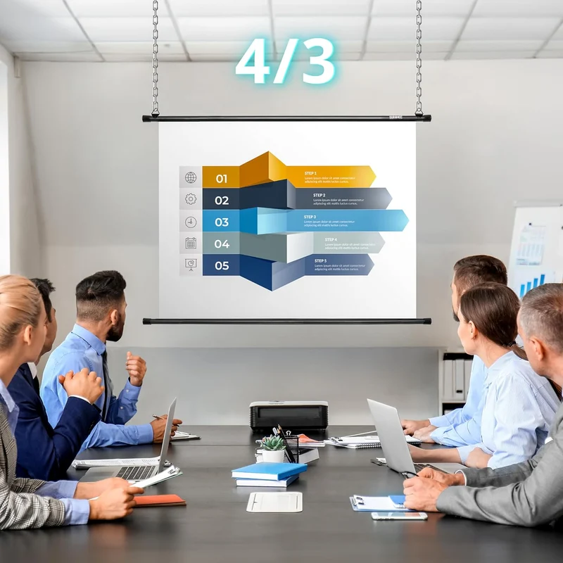 Duronic BPS40 16:9 Projektorleinwand, Beamerleinwand 40 Zoll, Heimkino mit 4K Full HD 3D, Rolloleinwand 1.0 Gain, Beamer Leinwand für Wandmontage, Filmnacht, Videoleinwand für Büro Schulen