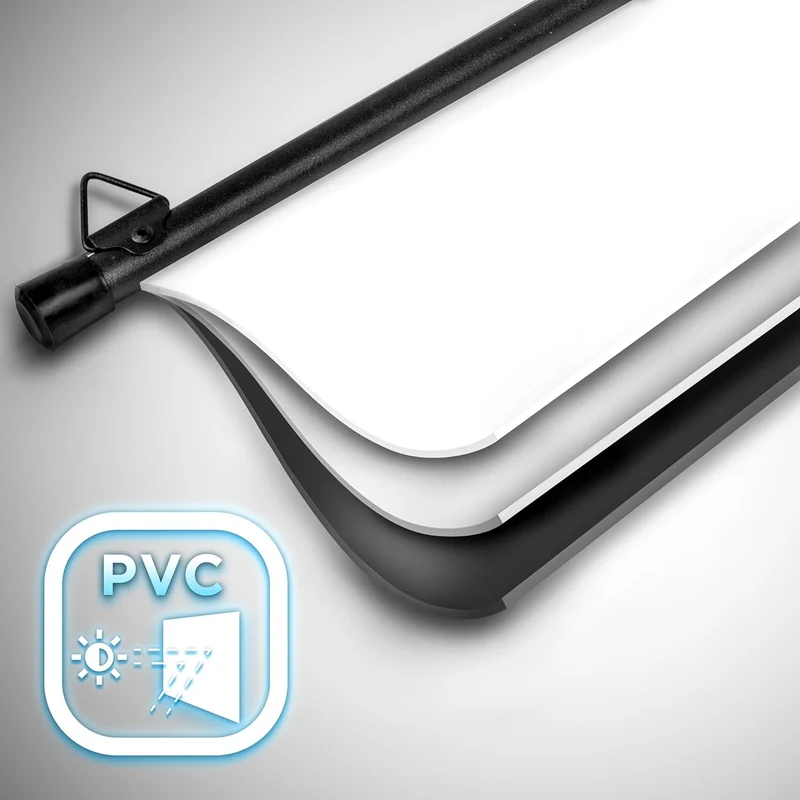 Duronic BPS90 16:9 Projektorleinwand, Beamerleinwand 90 Zoll, Heimkino mit 4K Full HD 3D, Rolloleinwand 1.0 Gain, Beamer Leinwand für Wandmontage, Filmnacht, Videoleinwand für Büro Schulen