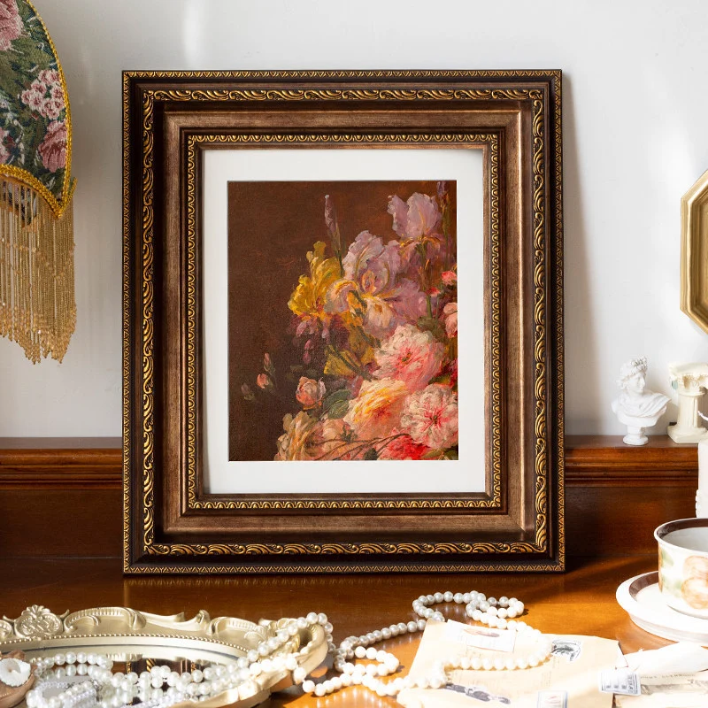 Verschnörkelter Vintage Blumen Kunstrahmen für Zuhause