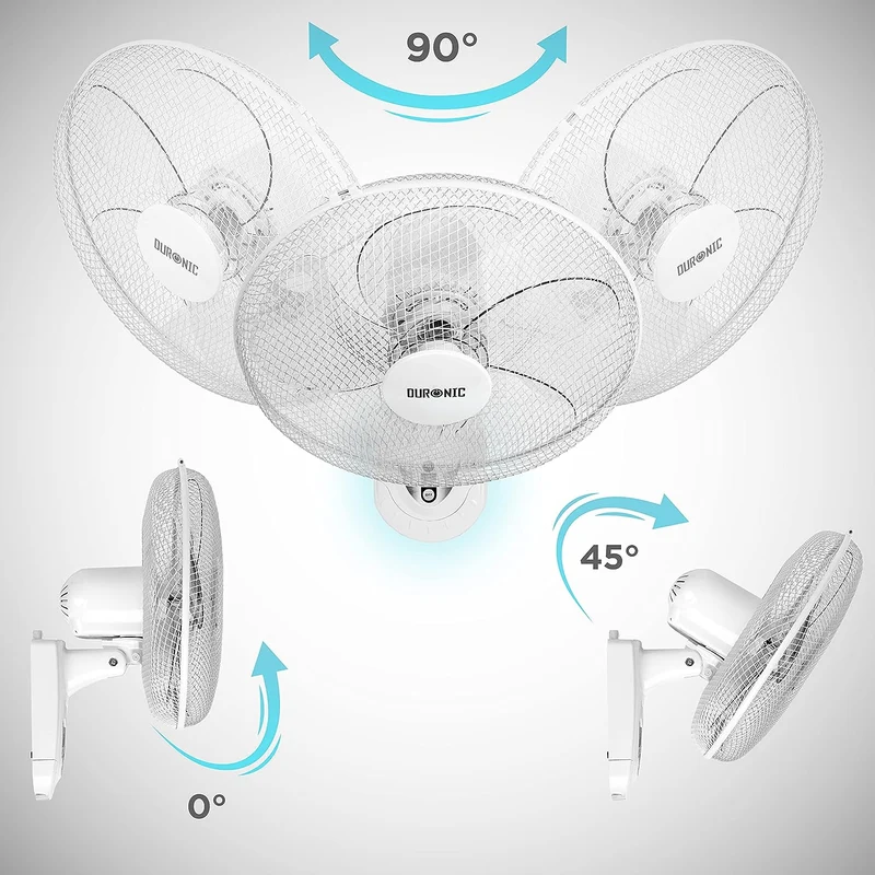 Duronic FN55 WE Wandventilator 60W | Durchmesser 40 cm | Ventilator mit Timer und Fernbedienung | 3 Geschwindigkeiten | Kompakter und leiser Raumventilator für die Wand | Oszillierender Wandlüfter