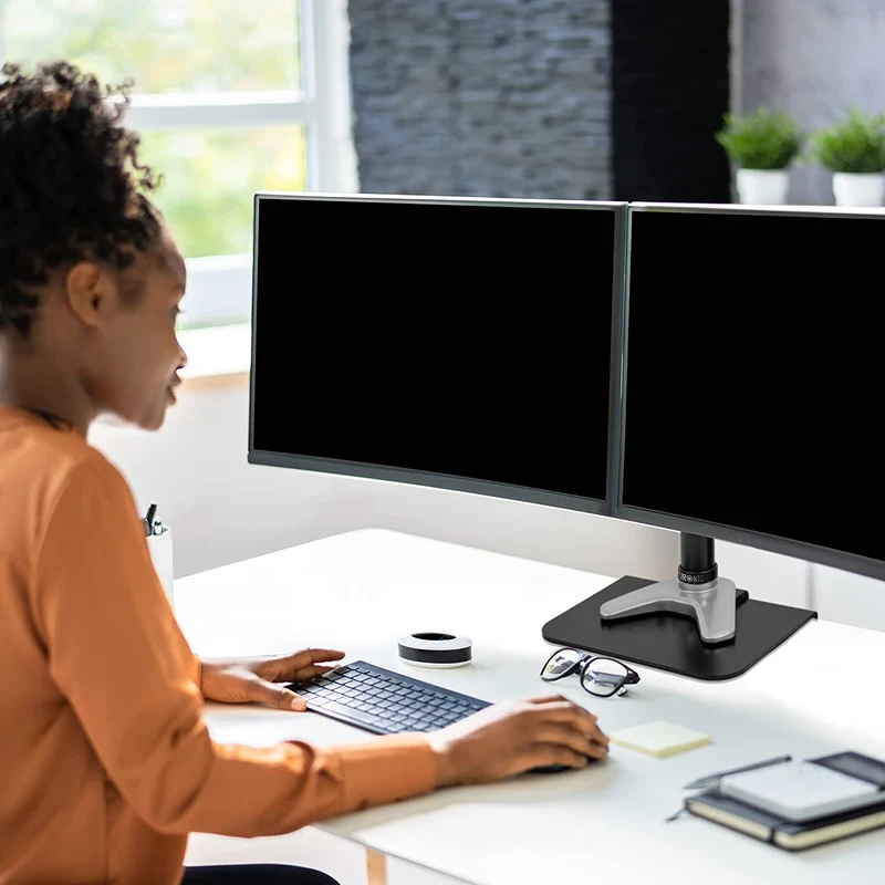 Duronic DMSC1 Monitorarm Verstärkerplatte | Stahlplatte um Tischplatten zu schützen | Geeignet für Monitorhalterungen mit Tischklemme | 2 Platten für umschließenden Schutz | Gepolstert