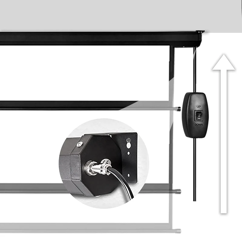Duronic EPS115 Leinwand | 115 Zoll Rollo mit 254 x 143 cm | 16:9 Heimkino mit 4K Full HD 3D | Projektionsleinwand für Decken- und Wandmontage | Gain 1.0 | Beamerleinwand mit Motor für Fernbedienung