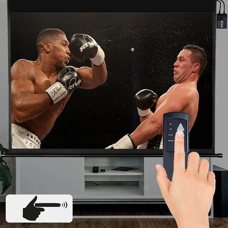 Duronic EPS60 Leinwand | 60 Zoll Rollo mit 122 x 91 cm | 4:3 Heimkino mit 4K Full HD 3D | Projektionsleinwand für Decken- und Wandmontage | Gain 1.0 | Beamerleinwand mit Motor für Fernbedienung