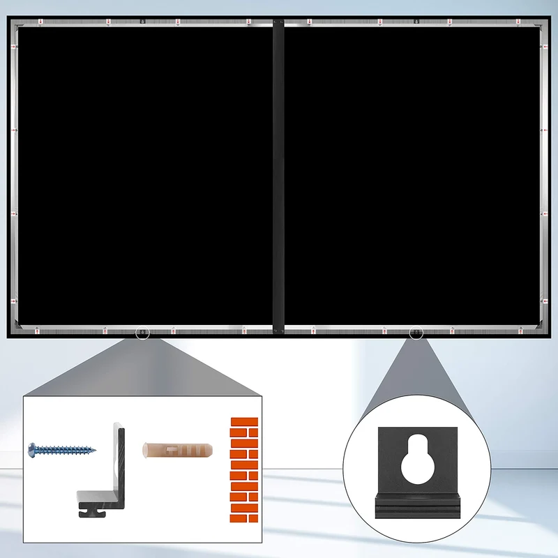 Duronic FFPS120 Leinwand | 16:9 Beamer Screen | 120 Zoll | 266 x 149 cm | Projektorleinwand für Wandmontage | Heimkino mit 4K Full HD 3D | Projektionsleinwand für Gaming, Büro, Präsentationen, Schule