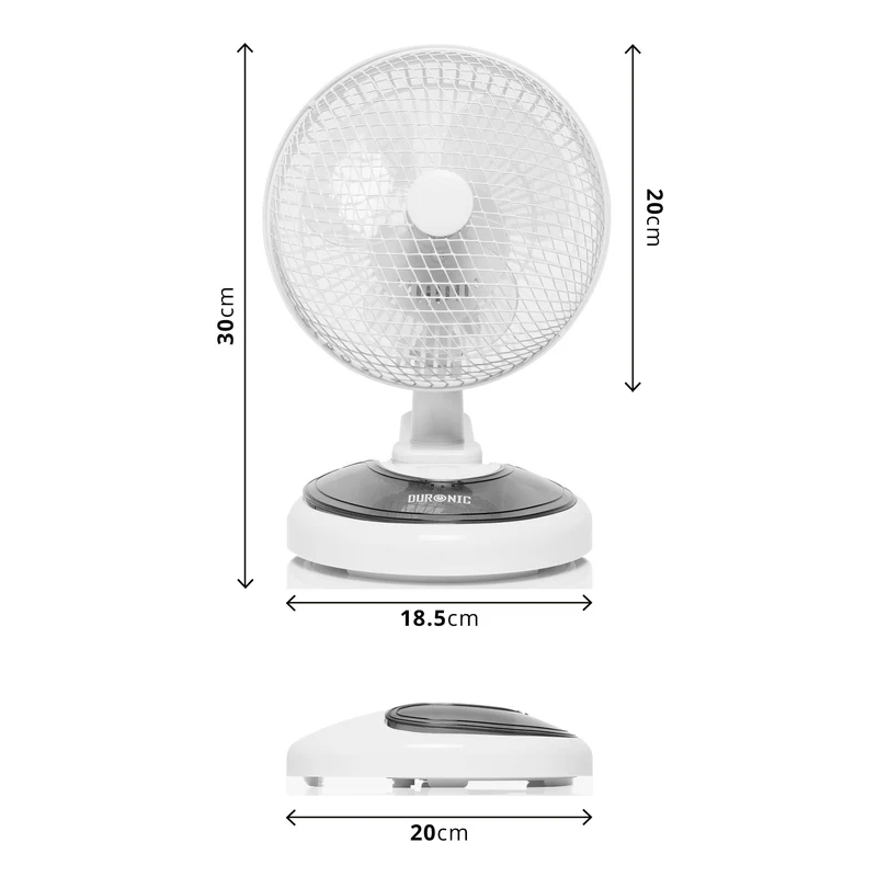 Duronic FN15 Tischventilator | Mini Ventilator 20 cm | Mobiler Lüfter mit Clip und Aufbewahrungsbox als Standfuß | Klein und leise bei 15 Watt | 2 Geschwindigkeitsstufen | 360° | Büro und Schlafzimmer