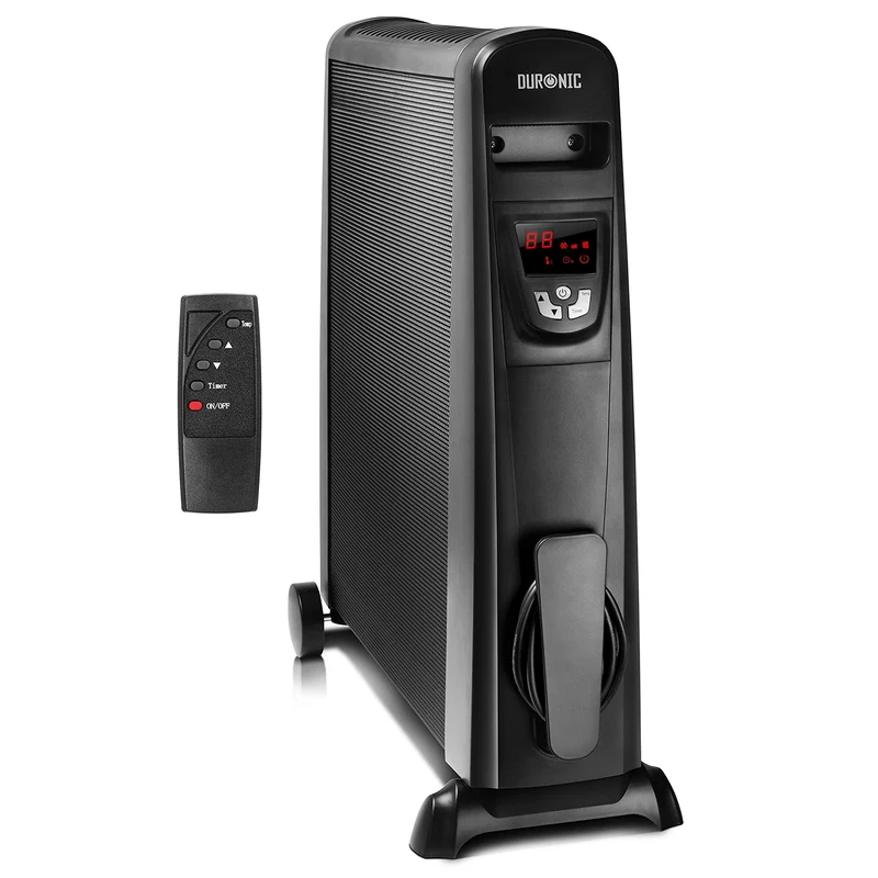 Duronic HV102 Elektroheizkörper 2500 Watt mit Mica-Wärmewellen | Fernbedienung und Display für Thermostat | Energiesparende Heizung | Ideal für Home-Office, Schlafzimmer | Aufgeheizt in 1 Min