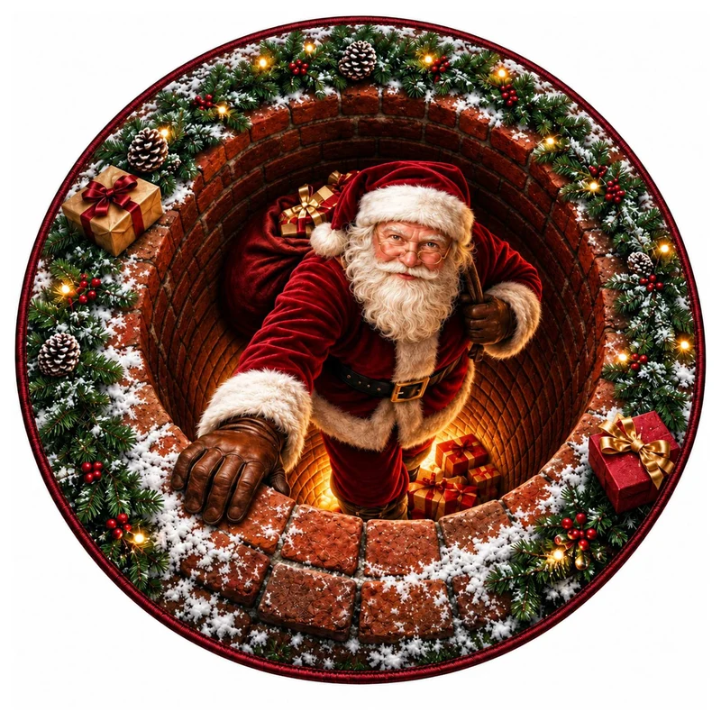 Festive Santa Claus Themed Rundmatte für das Zuhause