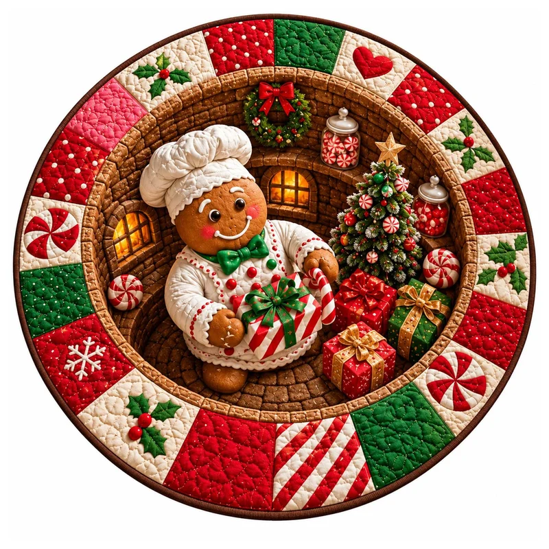 Festive Santa Claus Themed Rundmatte für das Zuhause
