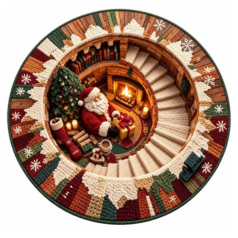 Festive Santa Claus Themed Rundmatte für das Zuhause
