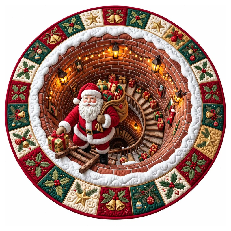 Festive Santa Claus Themed Rundmatte für das Zuhause