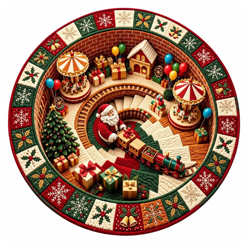 Festive Santa Claus Themed Rundmatte für das Zuhause