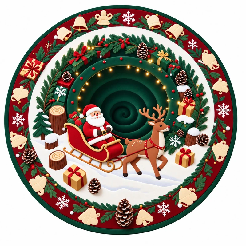 Festive Santa Claus Themed Rundmatte für das Zuhause