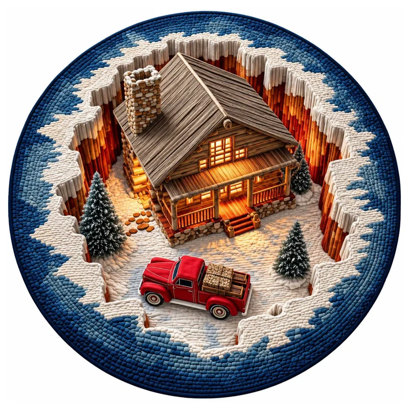 Festive Santa Claus Themed Rundmatte für das Zuhause