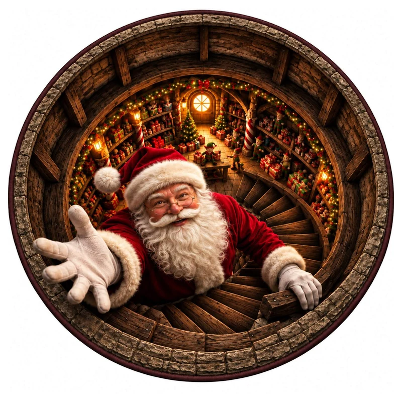 Festive Santa Claus Themed Rundmatte für das Zuhause
