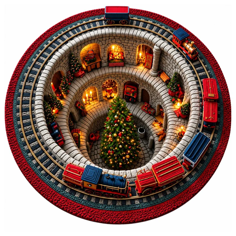 Festive Santa Claus Themed Rundmatte für das Zuhause