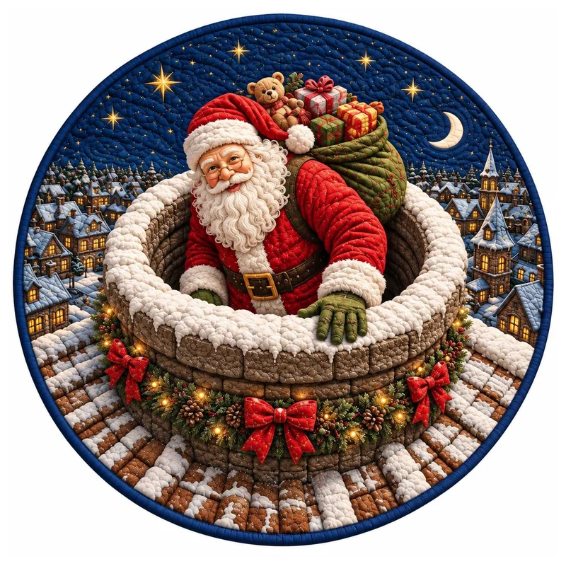 Festive Santa Claus Themed Rundmatte für das Zuhause