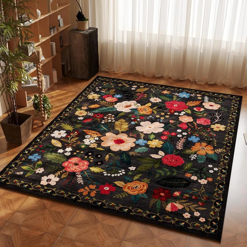 Blumen bestickter Teppich für Zuhause