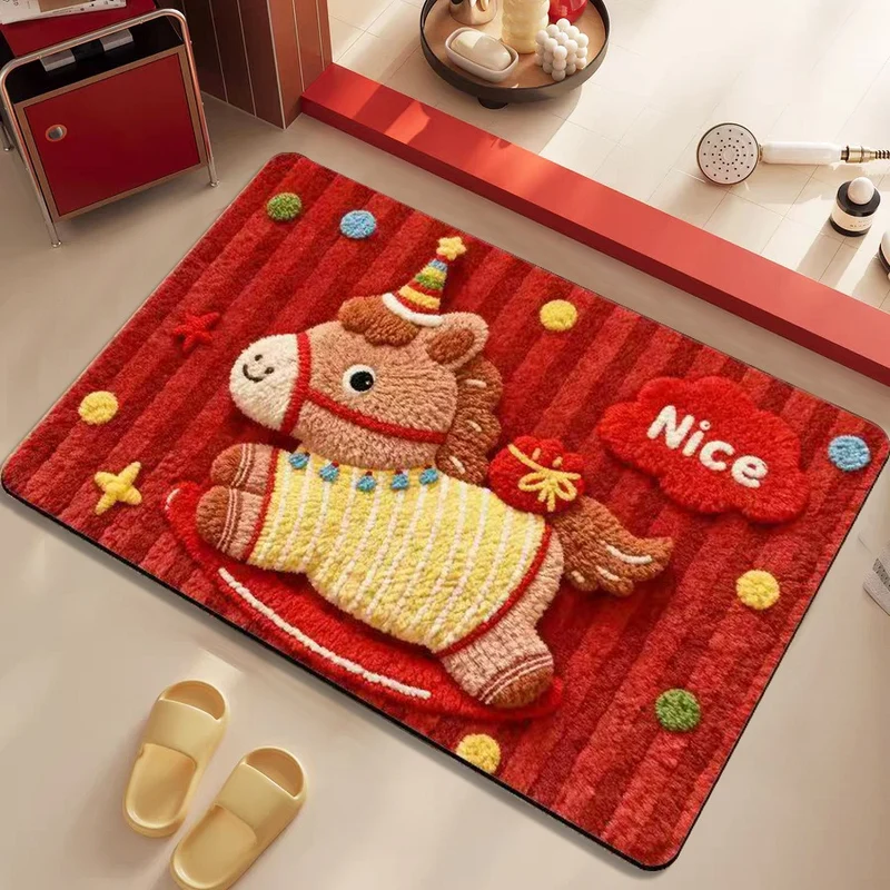 Festive Cartoon-Themed Plush-Teppich für Zuhause