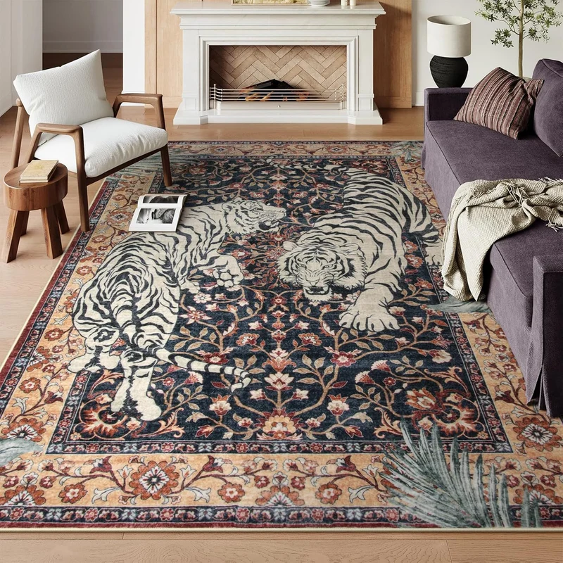 Eleganter tiger-themed Teppich für das Zuhause