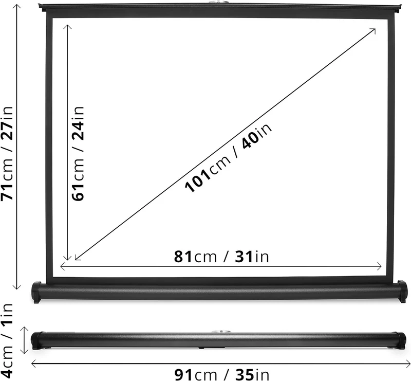 Duronic DPS40 4:3 Leinwand | 40 Zoll Mobile Beamerleinwand in Tragetasche mit 81 x 61 cm | 4:3 Heimkino mit 4K Full HD 3D | Gain 1.0 | Projektionsleinwand für Gaming, Büro, Präsentationen, Schulen