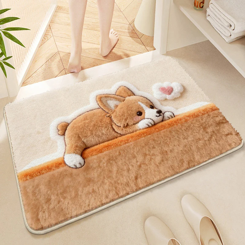 Niedliche Corgi-Themen Plush-Badewanne Matte