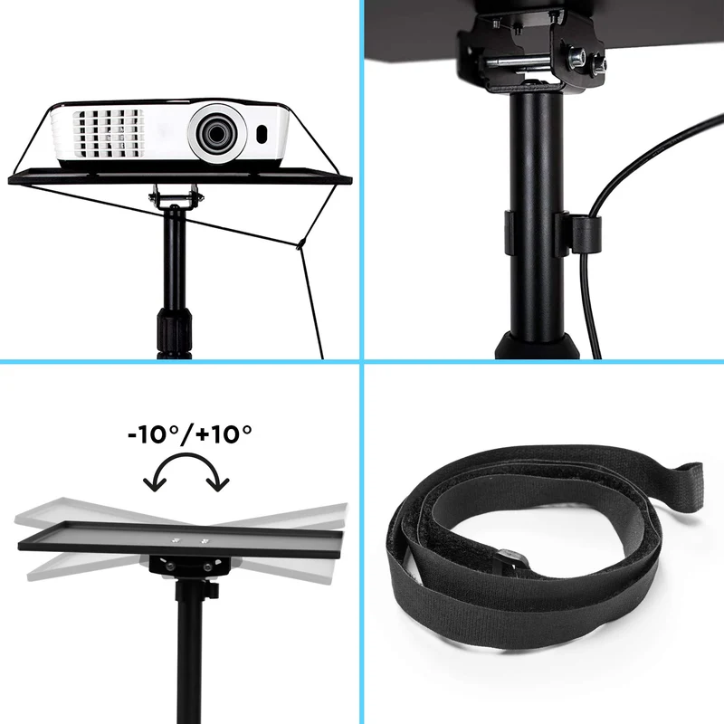 Duronic WPS20 Arbeitstisch | Laptoptisch 67 x 99 cm bis 10 kg | Computertisch mit Rollen | Höhenverstellbarer Projektortisch für Beamer | Sitz-Stehtisch Schreibtisch Rolltisch Beistelltisch Sofatisch