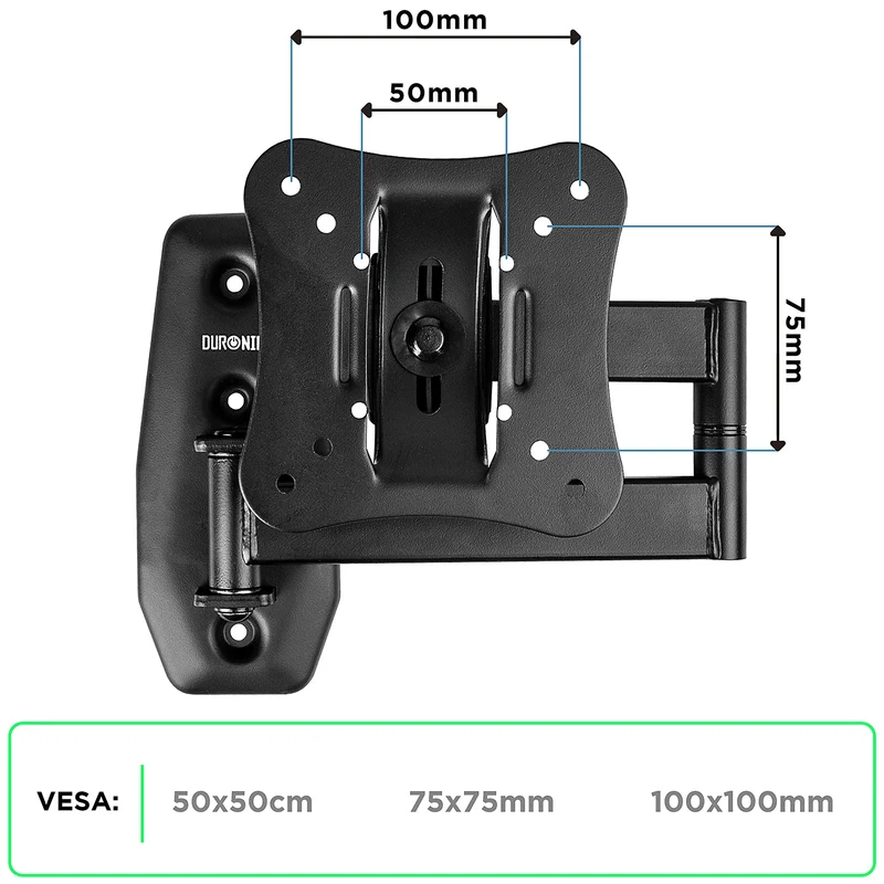 Duronic TVB0920 Wandhalterung | Fernseher bis 32" Zoll | 18 kg Belastbarkeit | VESA 100 x 100, 75 x 75, 50 x 50 | Neigbar schwenkbar TV Halterung | Plasma LED OLED LCD Fernsehhalterung | Monitor