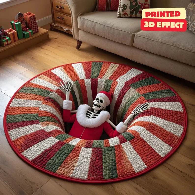 Dekorativer runder Teppich mit Weihnachtsmotiv für Zuhause