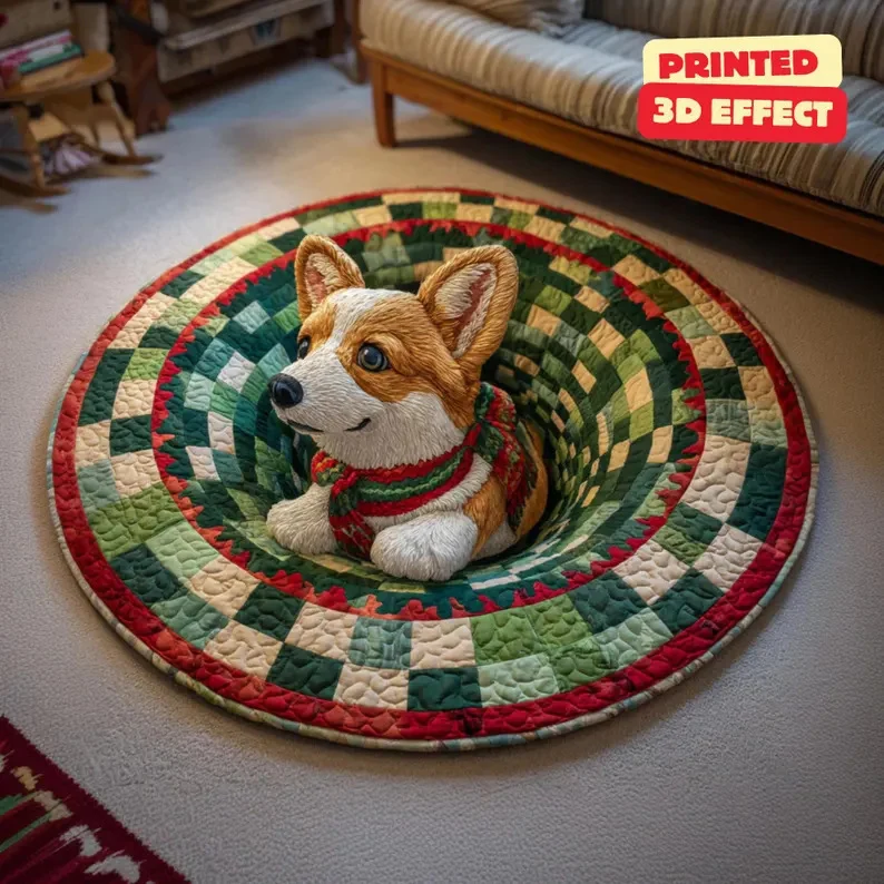 Dekorativer runder Teppich mit Weihnachtsmotiv für Zuhause