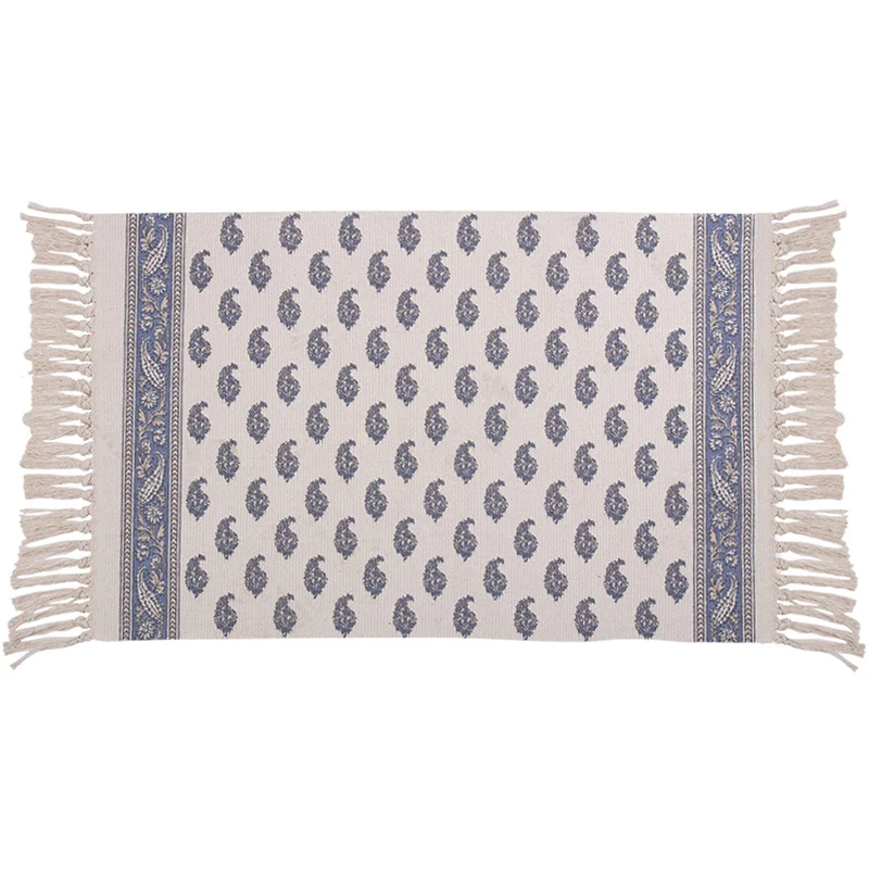 Handgewebter Baumwoll-Tischläufer mit Mandala-Jacquard und dekorativen Fransen