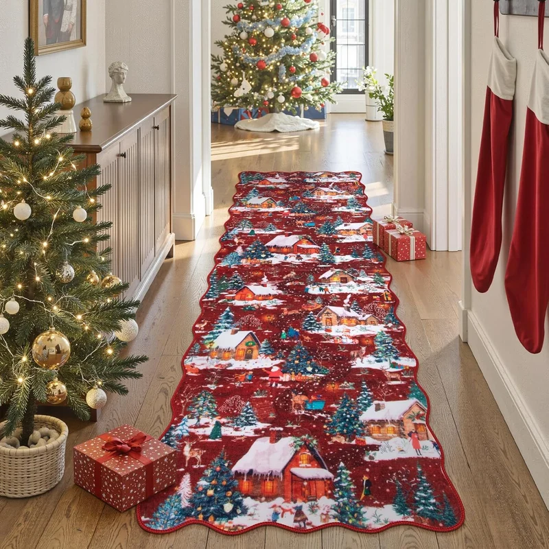 Weihnachtlich gestaltete Küchenläufermatte für den Boden