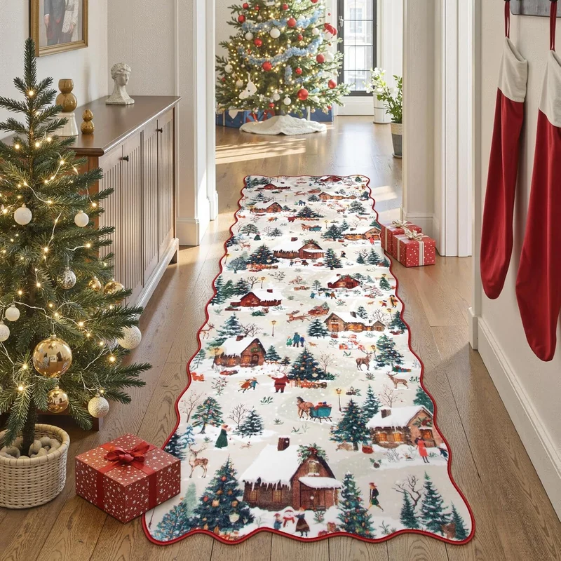Weihnachtlich gestaltete Küchenläufermatte für den Boden