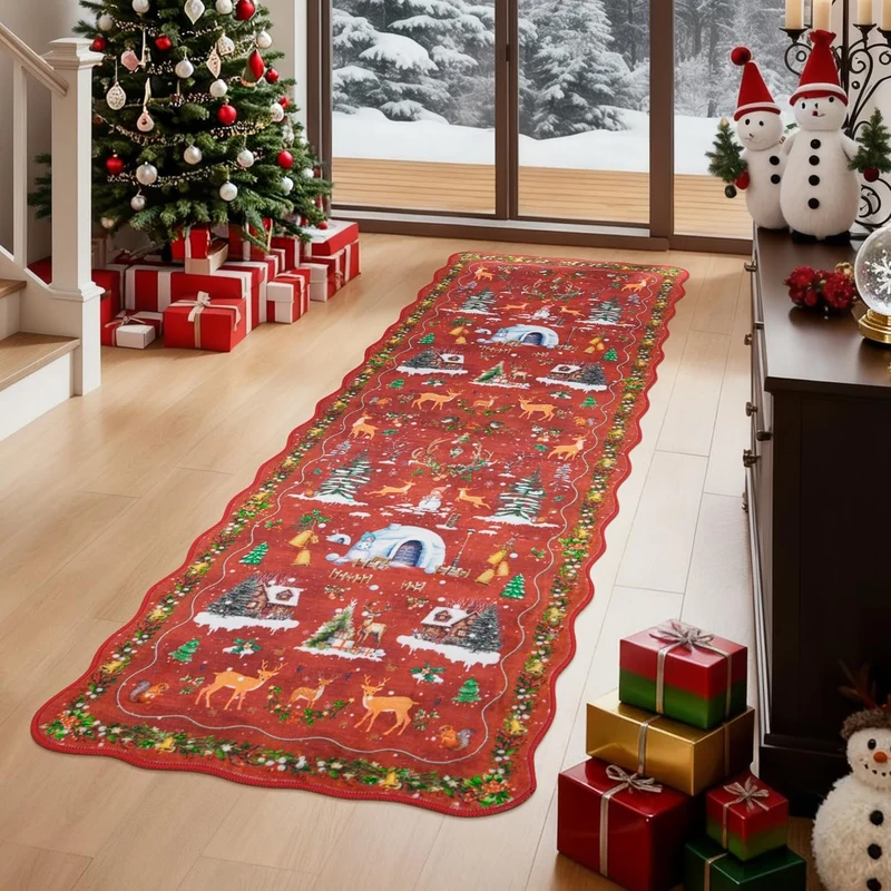 Weihnachtlich gestaltete Küchenläufermatte für den Boden