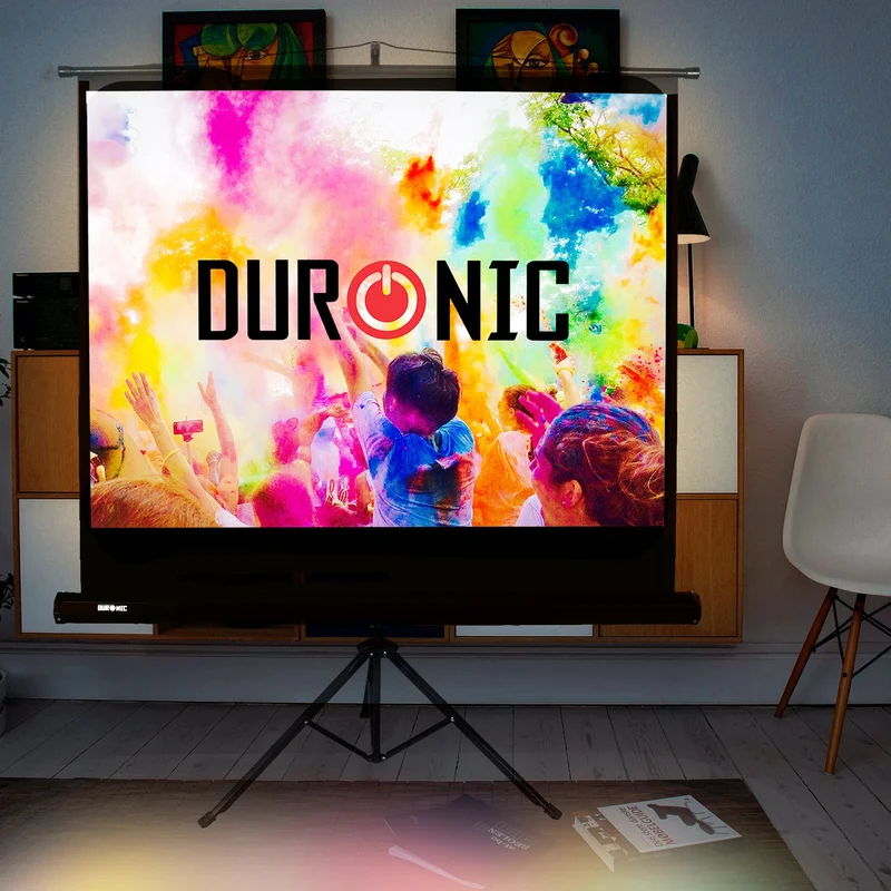 Duronic TPS50 Leinwand, 50" Stativleinwand, Stativ Beamerleinwand mit 102 x 76 cm Fläche im 4:3 Format, Heimkino mit 4K Full HD 3D, Projektorleinwand für Schule und Büro, Präsentationsleinwand