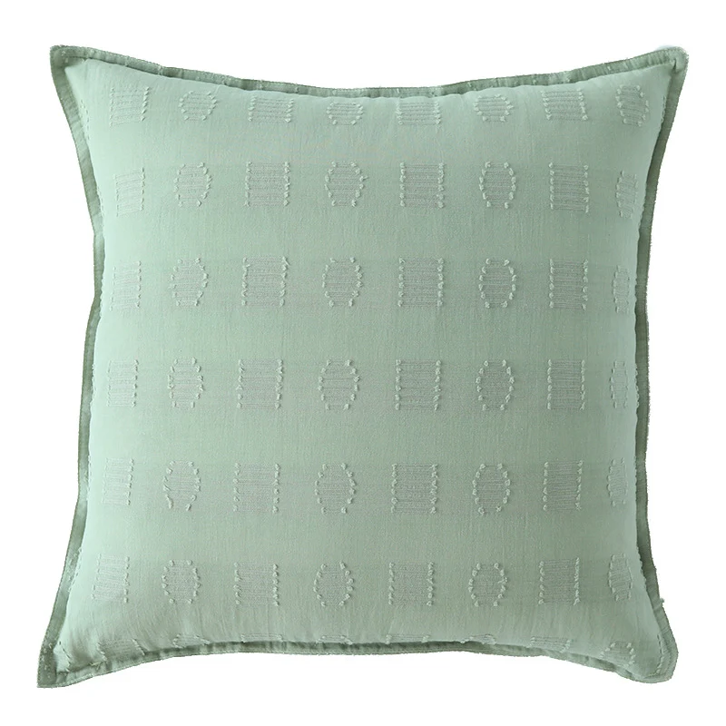 Quadratischer Zierkissenbezug mit dezentem Tuft‑Geometrie‑Relief und Paspelierung