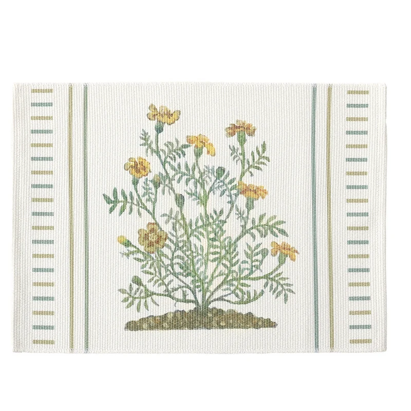 Gewebtes Tischset mit botanischem Wildblumen-Print und rutschhemmender Rückseite