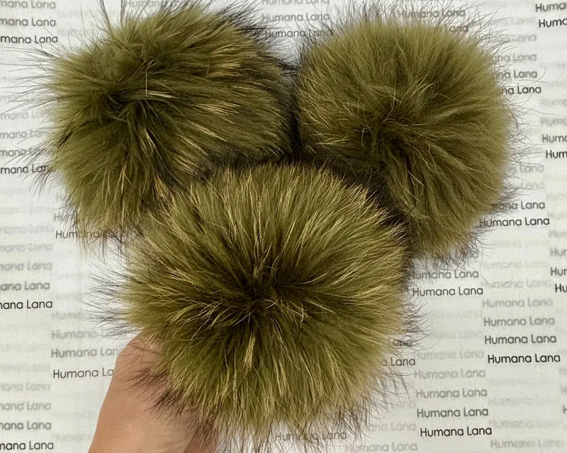 Army fur pompom, 17-20cm
